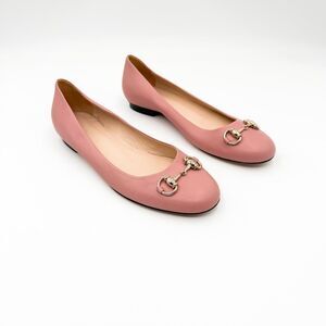 Gucci Horsebit Ballet Flats Pink Leather Slip On Ballerina EU 38.5 US 8.5